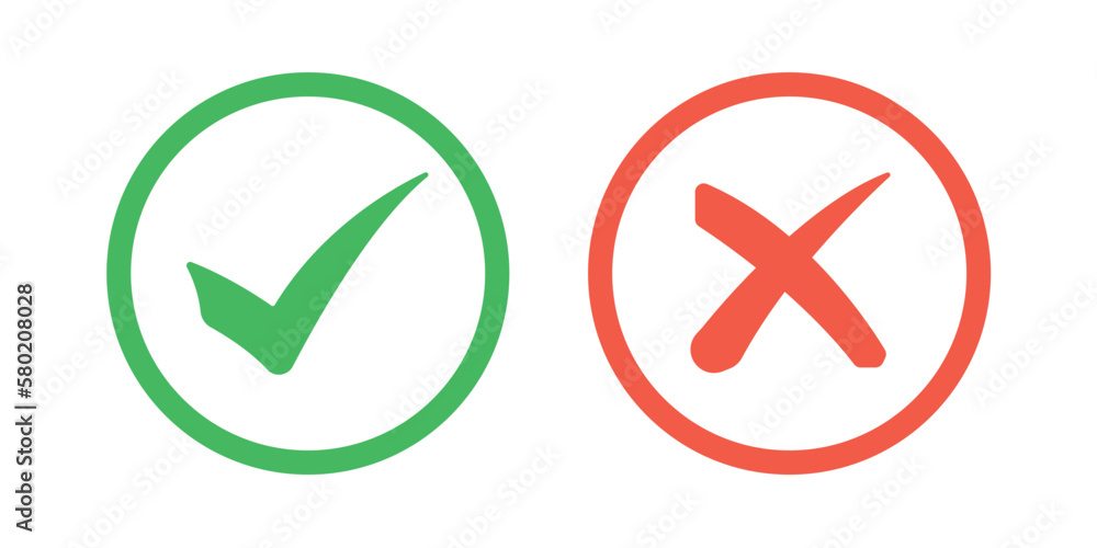 Checkmark and cross icons. Editable stroke. Vector graphic illustration. For website design, logo, app, template, ui, etc. Checkmark and cross icons. Editable stroke. Vector graphic illustration. For website design, logo, app, template, ui, etc.