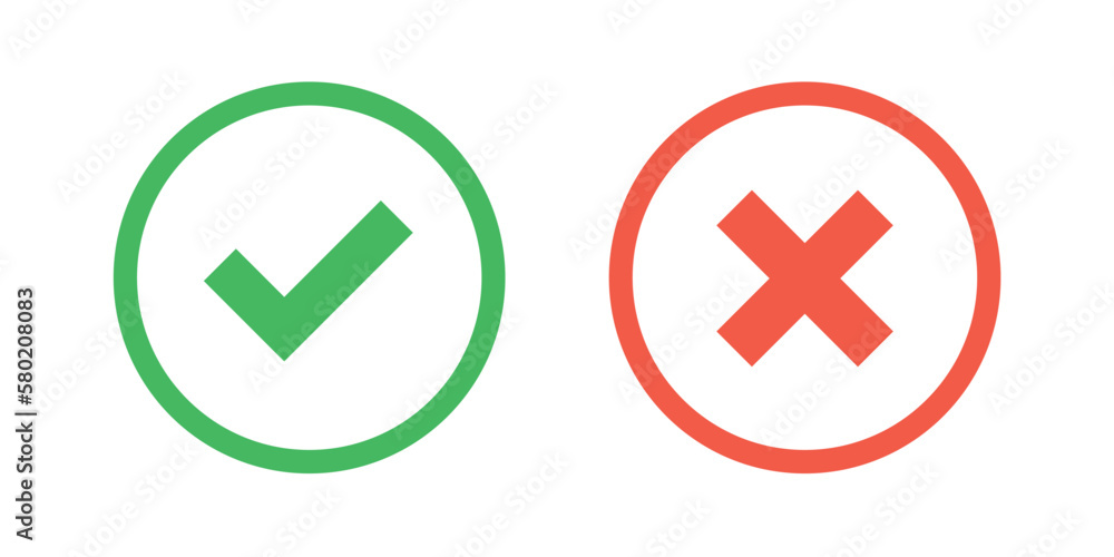 Checkmark and cross icons. Editable stroke. Vector graphic illustration. For website design, logo, app, template, ui, etc. Checkmark and cross icons. Editable stroke. Vector graphic illustration. For website design, logo, app, template, ui, etc.