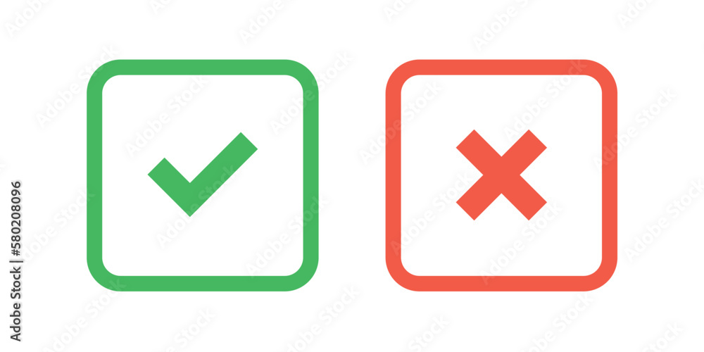 Checkmark and cross icons. Editable stroke. Vector graphic illustration. For website design, logo, app, template, ui, etc. Checkmark and cross icons. Editable stroke. Vector graphic illustration. For website design, logo, app, template, ui, etc.