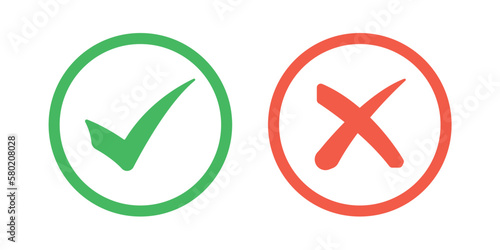 Checkmark and cross icons. Editable stroke. Vector graphic illustration. For website design, logo, app, template, ui, etc.