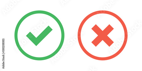 Checkmark and cross icons. Editable stroke. Vector graphic illustration. For website design, logo, app, template, ui, etc.