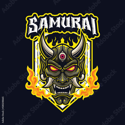 Vector samurai mascot logo template for esport and sport logo team