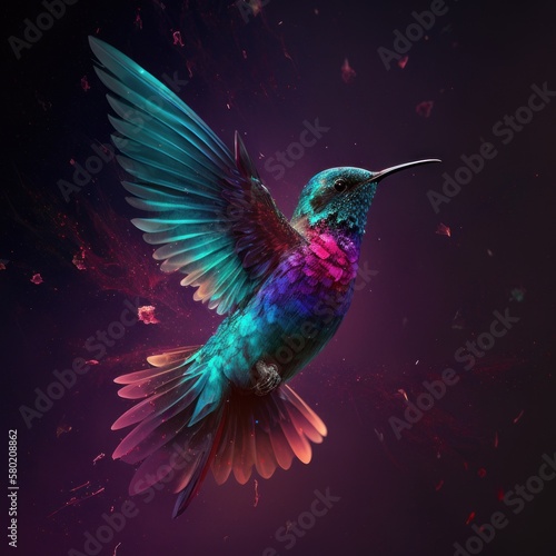Majestic Rainbow Bird Soaring Through Space © Jardel Bassi