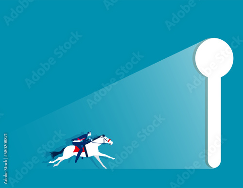 Riding horse and goto key hole. Business successfully vector