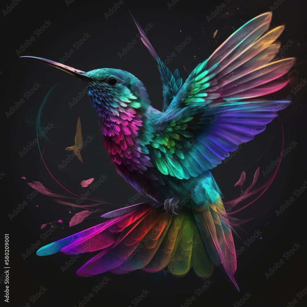 Majestic Rainbow Bird Soaring Through Space Majestic Rainbow Bird Soaring Through Space