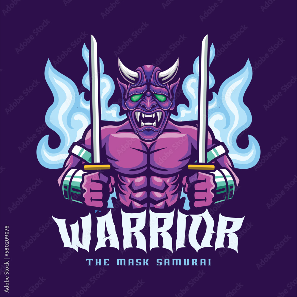 Vector samurai mascot logo template for esport and sport logo team Vector samurai mascot logo template for esport and sport logo team