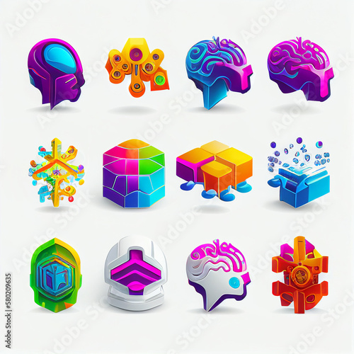 create icon brain set
