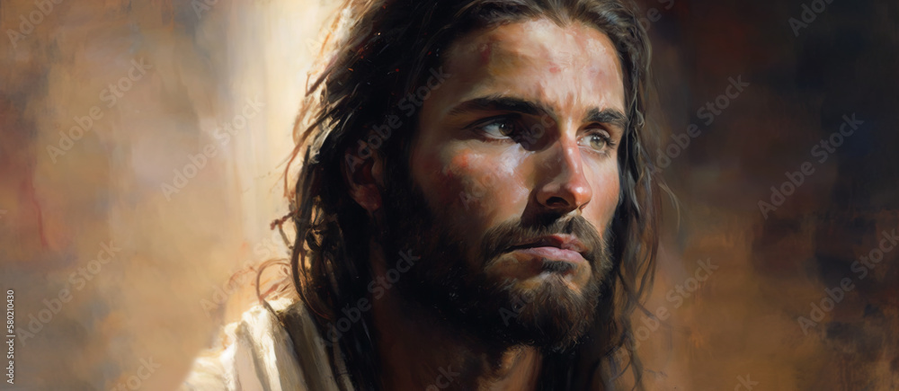 Jesus Christ God, Artistic oil painting to give hope, Religious. Image ...