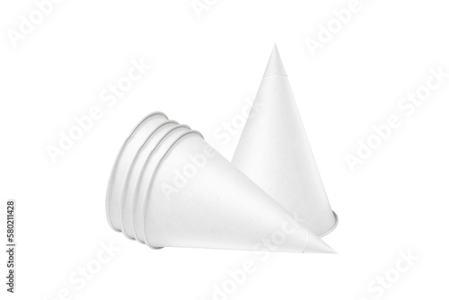 Fotografija Cone shape disposable paper cups on white background