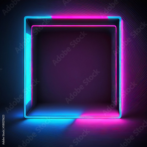 Neon Blue/Pink Lighting Border - Generative Ai