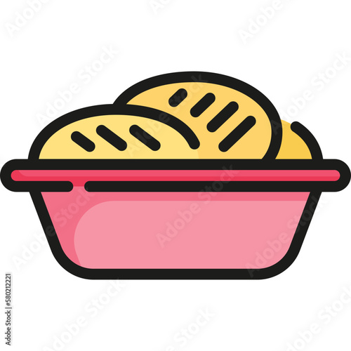 Bread in basket filled outline icon. For presentation, graphic design, mobile application, web design, infographics or UI.
