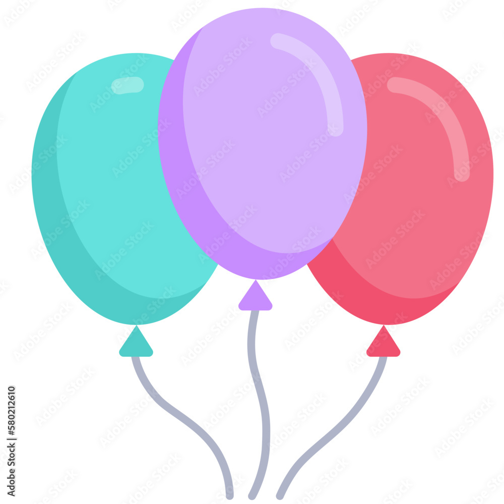 Fototapeta premium Ballons flat icon. For presentation, graphic design, mobile application, web design, infographics or UI.