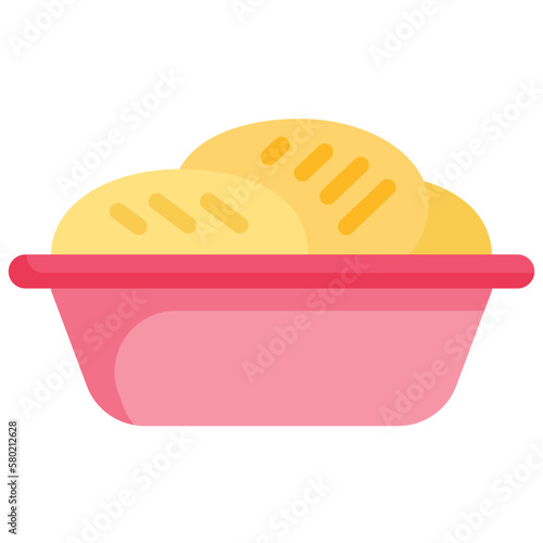 Bread in basket flat icon. For presentation, graphic design, mobile application, web design, infographics or UI.