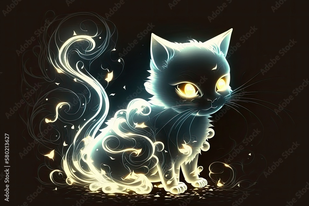 Illustration of a cartoon ghost cat. holiday animal symbol luxury idea isolated. Generative AI