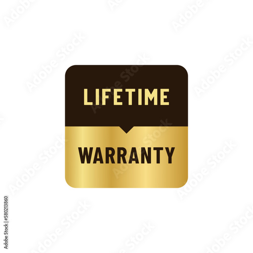 Lifetime warranty label vector or Lifetime warranty mark isolated in flat style. Simple Lifetime warranty label vector isolated for design element. Lifetime warranty stamp design element.
