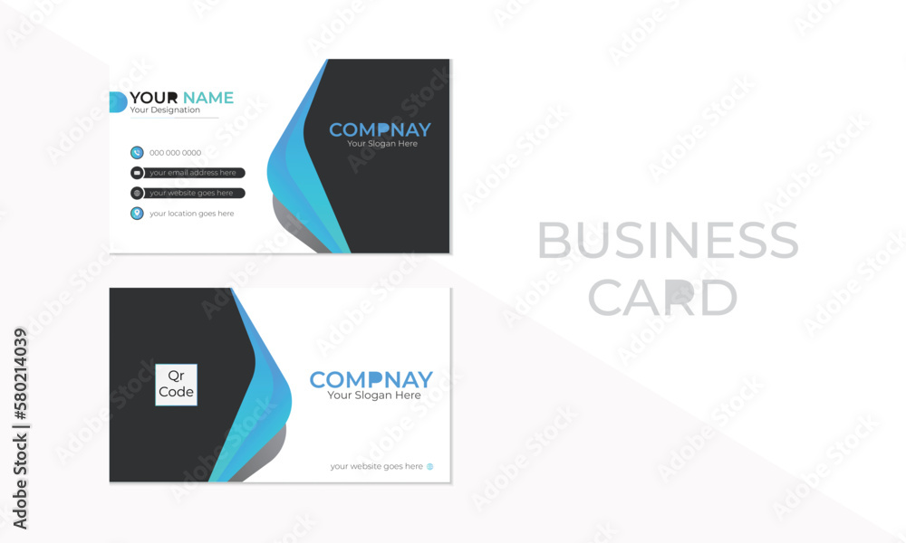 Blue and black color creative Business card and name card template. 