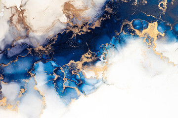 Marble ink abstract art from exquisite original painting for abstract background . Painting was painted on high quality paper texture to create smooth marble background pattern of ombre alcohol ink .