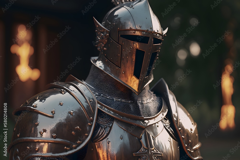Naklejka premium knight armor created using AI Generative Technology