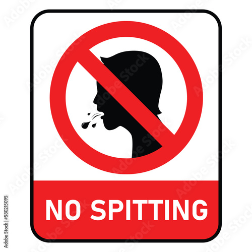 No spitting sign real man head with warning text and background