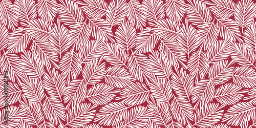 Palm leaves seamless background in one color. Stock vector illustration.