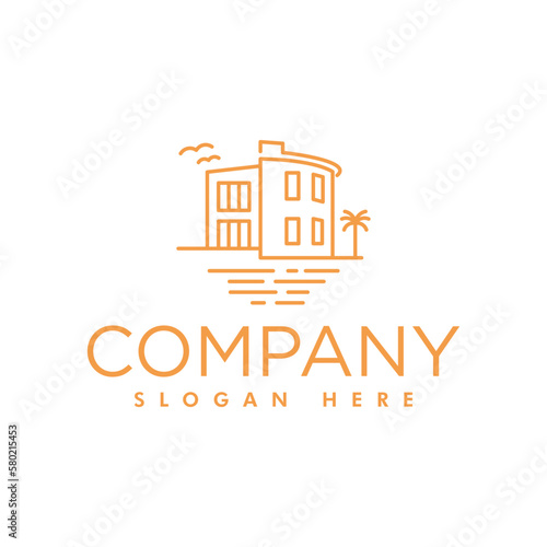 building and hotel logo icon and vector
