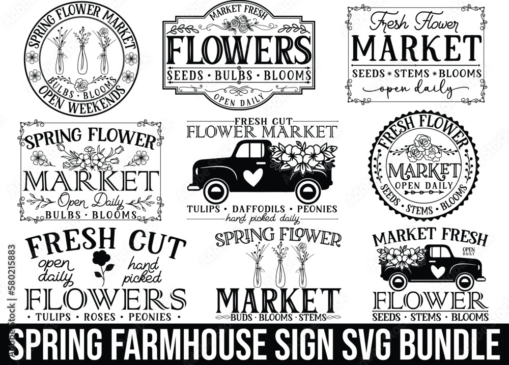 spring farmhouse sign svg bundle