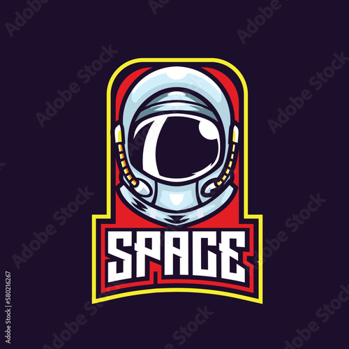 Vector astronaut helmet mascot logo template for esport and sport logo team