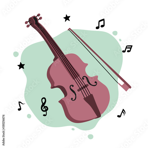 hand drawn violin musical instrument isolated on white. 