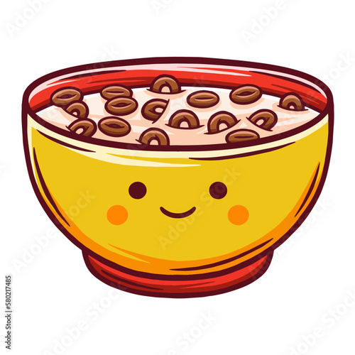 Kawaii cereal vector illustration with smiley face