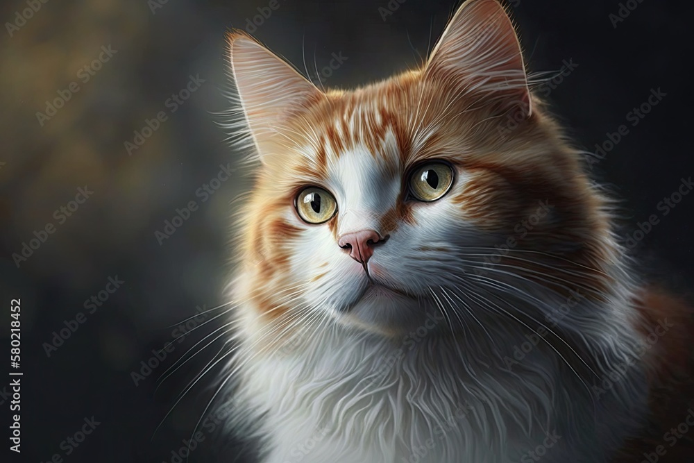 Portrait of cute, lovely cat. Generative AI