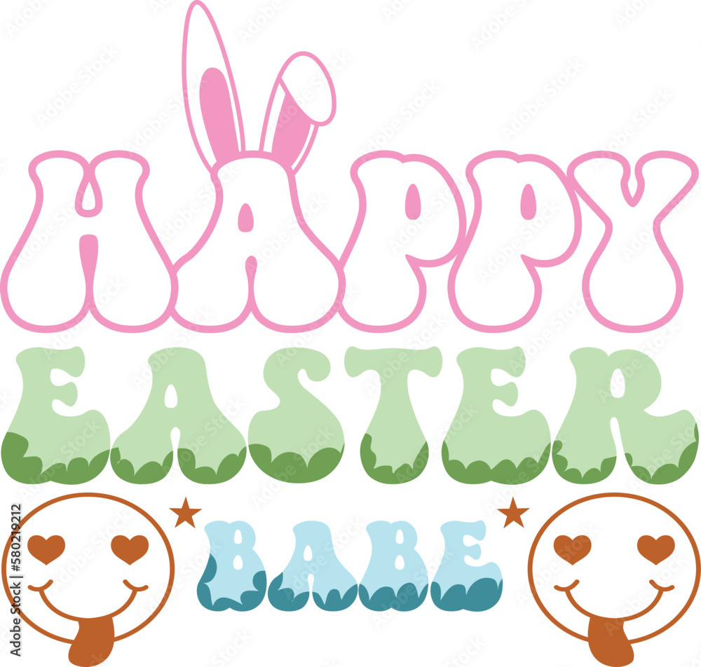 Obraz premium happy easter Groovy svg design, easter bunny Quotes design