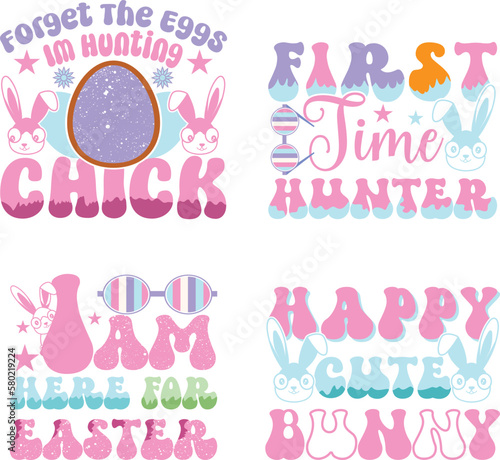 happy easter Groovy svg design  easter bunny Quotes design
