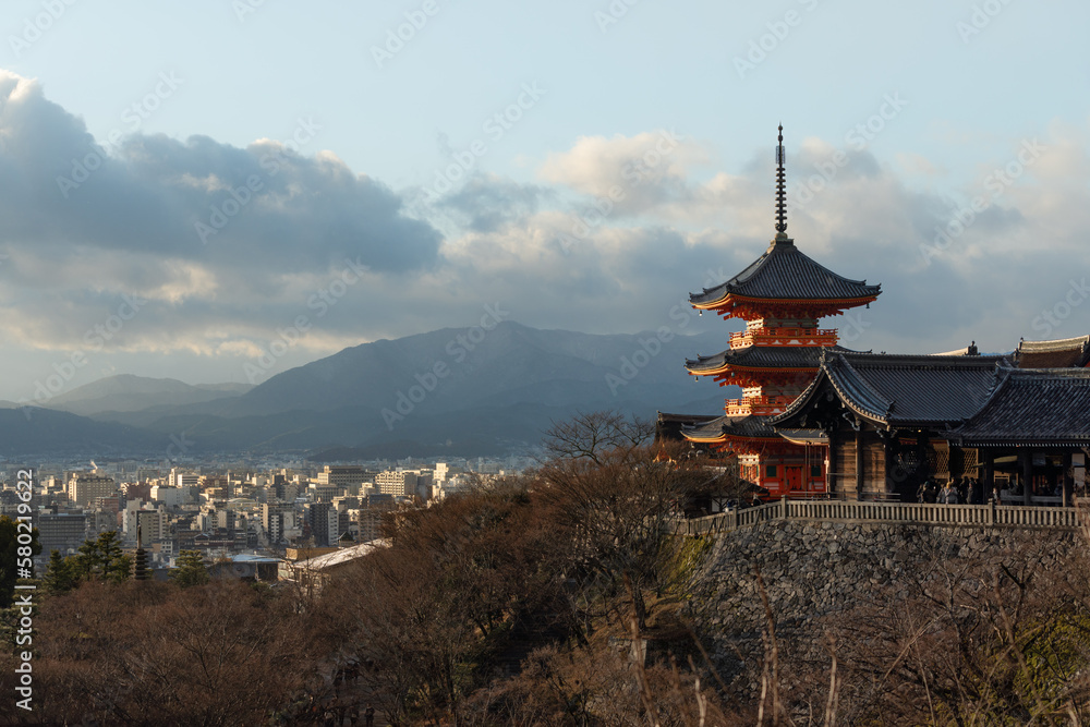 Kiyomizu temple, famous landmark and tourist attraction in Kyoto, Japan