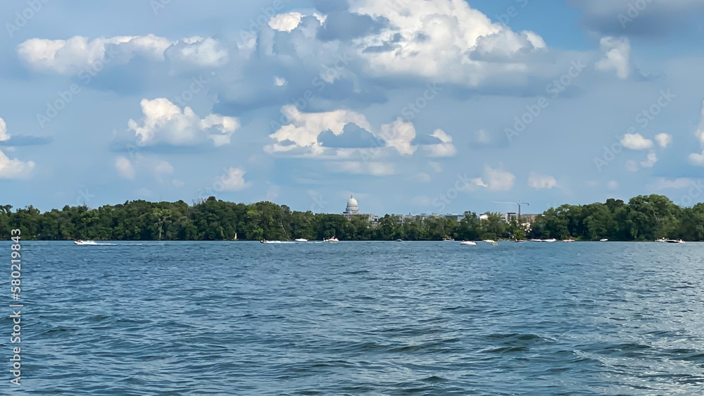 city skyline with capitol building city skyline with capitol building
