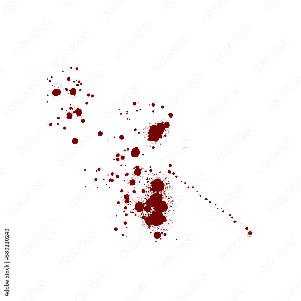 Red blood splatter stain on white background	