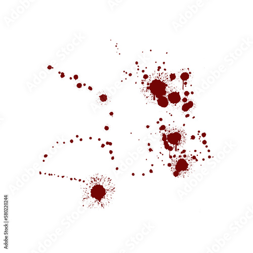 Red blood splatter stain on white background	