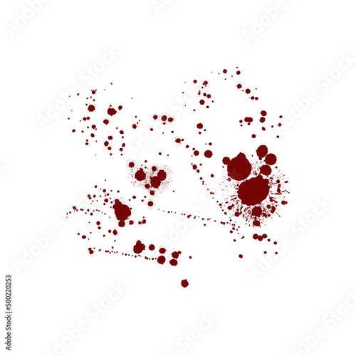 Red blood splatter stain on white background	