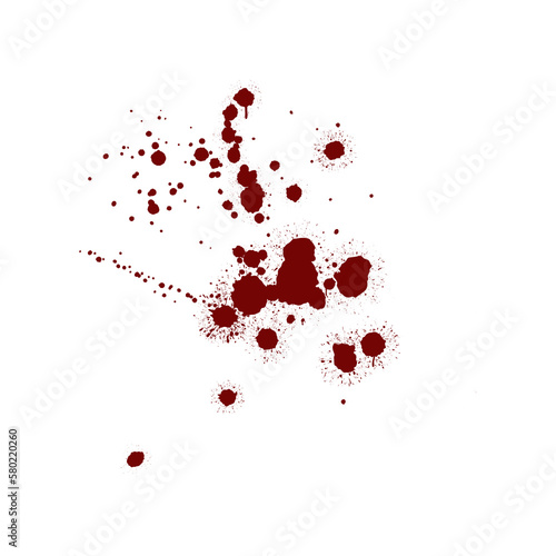 Red blood splatter stain on white background 
