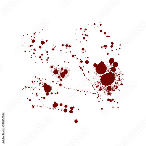 Red blood splatter stain on white background	