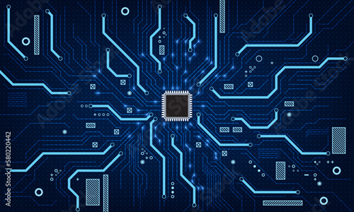 Circuit board. Technology background. Central Computer Processors CPU concept. Motherboard digital chip.