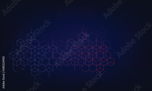 Abstract geometric background with isometric digital blocks. Blockchain concept and modern technology