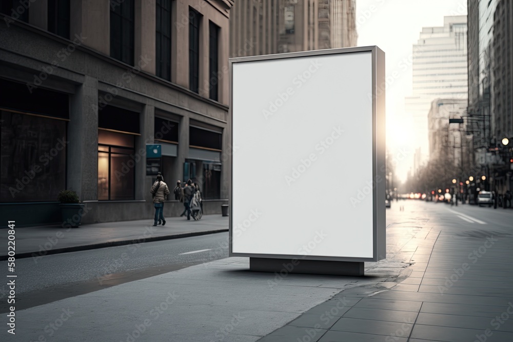 Blank white empty billboard advertisement poster screen on the road AI Generated Blank white empty billboard advertisement poster screen on the road AI Generated
