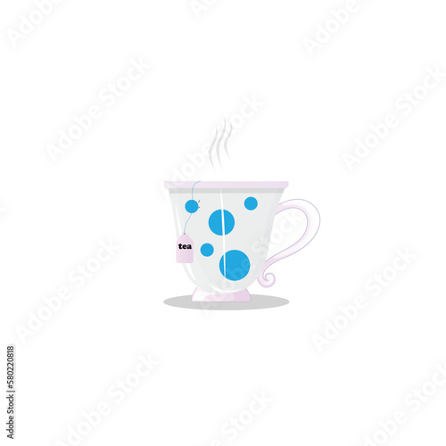 White realistic coffee and tea cup with smoke isolated on transparent background. 