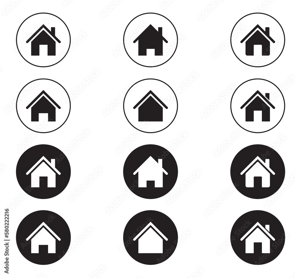 Home icon set. Set of home icon. Home vector icon for apps and website. Home icon set. Set of home icon. Home vector icon for apps and website.