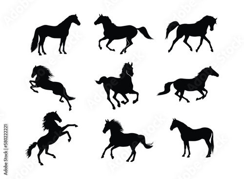 Fototapeta Naklejka Na Ścianę i Meble -  horse silhouette set in variety pose