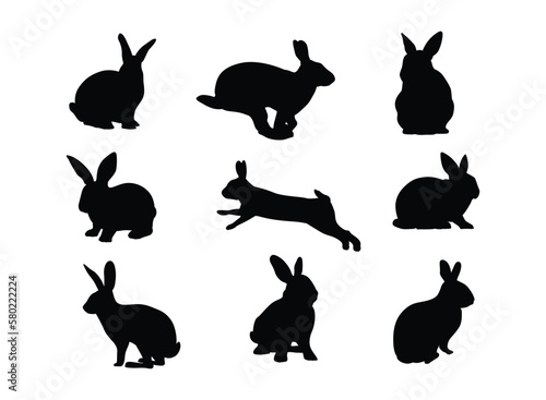 rabbit silhouette set in variety pose