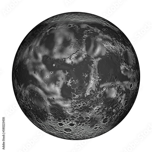 high-resolution computer-generated image of planet Mercury isolated on white.	