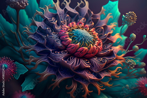Gorgeous fantasy flower style unique flowers.Generative AI © Лилия Захарчук