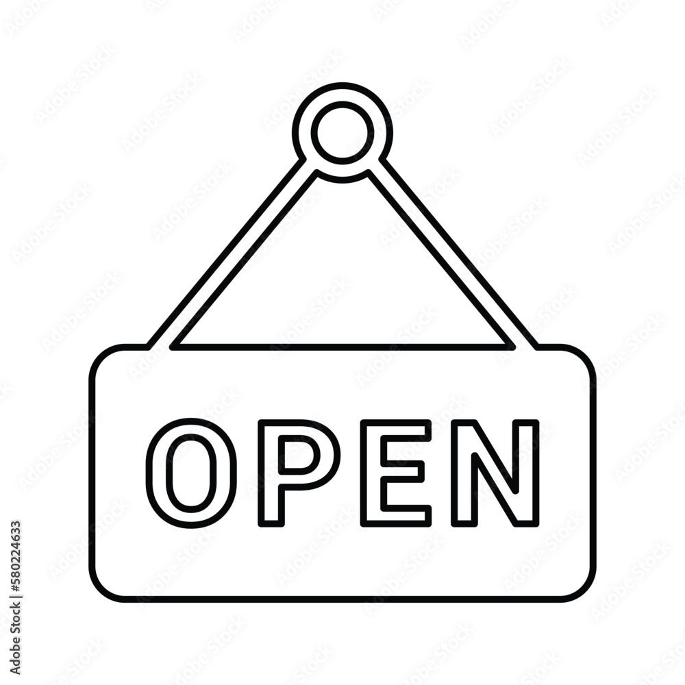 Shop Open icon. Line icon, outline symbol. Shop Open icon. Line icon, outline symbol.