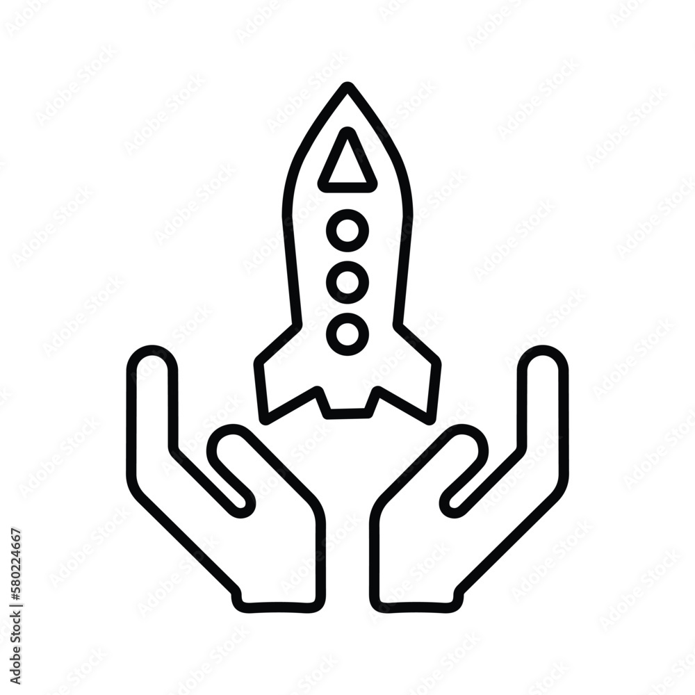 Start up icon. Line, outline design. Start up icon. Line, outline design.